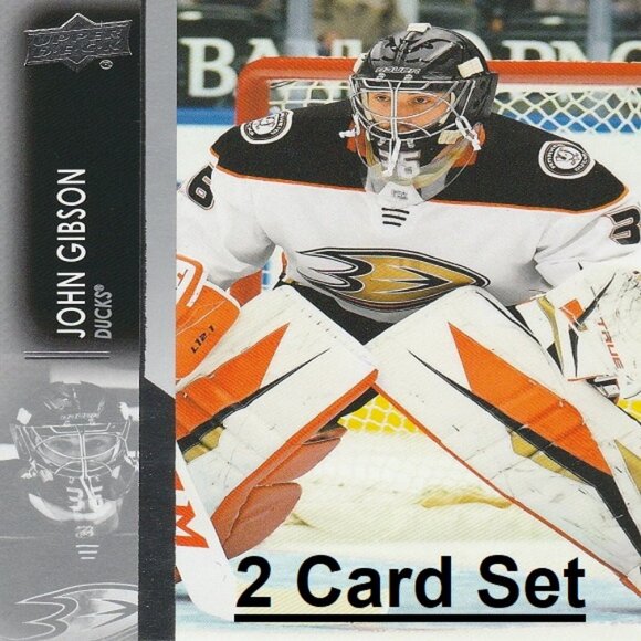 John Gibson Anaheim Ducks NHL Hockey Card Collection - 2 Card Set - Picture 1 of 3